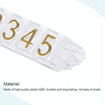 MECCANIXITY Adjustable Removable Mini Cube Price Tag Display Number Letter Price Label Stand Block Kit for Shop Counter Gold on Clear,3.3x5.6mm,10 Sets