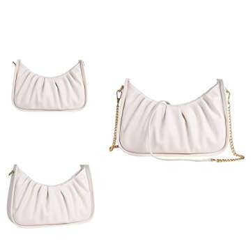 Gabbi Crossbody Bag Chic Pouch Vegan Leather Vintage Hobo Cloud Handbag for Women (White)