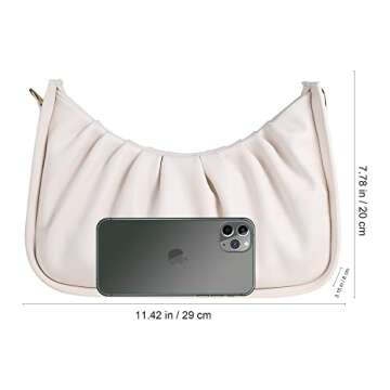 Gabbi Crossbody Bag Chic Pouch Vegan Leather Vintage Hobo Cloud Handbag for Women (White)