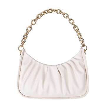 Gabbi Crossbody Bag Chic Pouch Vegan Leather Vintage Hobo Cloud Handbag for Women (White)