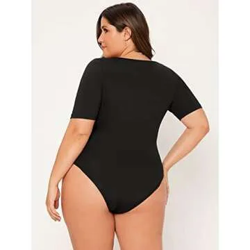 SOLY HUX Women’s Plus Size Bodysuit: Stylish Scoop Neck T-Shirt for Summer