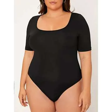 SOLY HUX Plus Size Bodysuit Short Sleeve Stylish Top