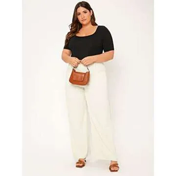 SOLY HUX Plus Size Bodysuit Short Sleeve Stylish Top