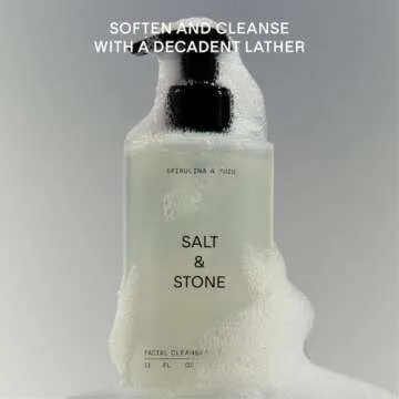Salt & Stone Face Wash for Women & Men, Spirulina & Yuzu Gentle Facial Cleanser, Makeup Remover Pore Minimizer with Hyaluronic Acid, Squalane, Skin Care for All Skin Types, Vegan, Cruelty Free, 7.2 oz