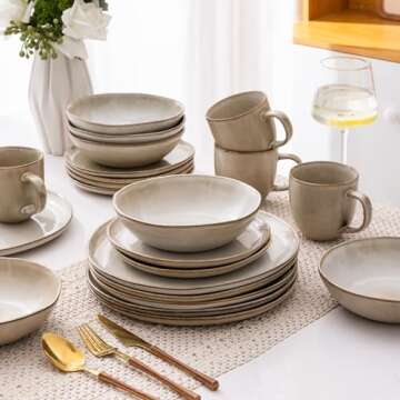 AmorArc Handmade Ceramic Dinnerware Set for 8