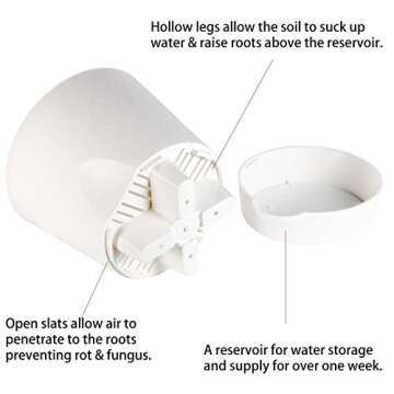 Laerjin Plastic Plant Pots for Indoor Plants, 5.5 Inch High Drainage Deep Reservoir Plastic Flower Planter Pots, Modern Decorative Garden Pots for Succulents, Herbs, African Violets - Set of 8