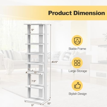 Tangkula 8 Tiers Vertical Shoe Rack for Small Spaces