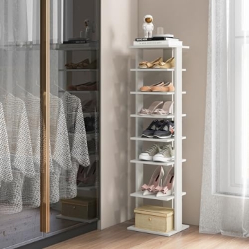 Tangkula 8 Tiers Vertical Shoe Rack for Small Spaces