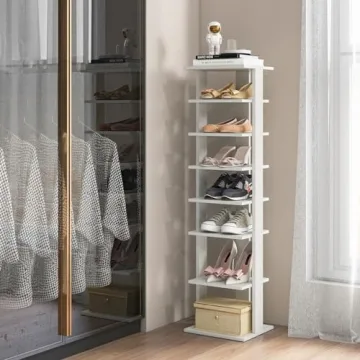 Tangkula 8 Tiers Vertical Shoe Rack for Small Spaces
