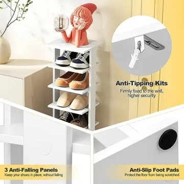 Tangkula 8 Tiers Vertical Shoe Rack for Small Spaces