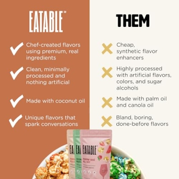 Eatable Top Shelf Trio: Pack of 3 (4.4 Oz) Non-GMO Gourmet Caramel Popcorn Bags - Whiskey, Rosé, Tequila Infused Caramel Popcorn | Healthy Snacks | Gluten Free Snacks | Sugar Free Snacks | Made in Canada. 125g (Pack of 3)