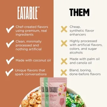 Eatable Top Shelf Trio: Pack of 3 (4.4 Oz) Non-GMO Gourmet Caramel Popcorn Bags - Whiskey, Rosé, Tequila Infused Caramel Popcorn | Healthy Snacks | Gluten Free Snacks | Sugar Free Snacks | Made in Canada. 125g (Pack of 3)