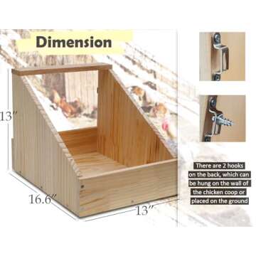 CSQOO Hens Nesting Box, 3 Packs Single Compartment Solid Wood Chicken Nesting Boxes for UP to 15 Hens, Large Duty Laying Nest Box for Duck and Poultry (3 Packs)