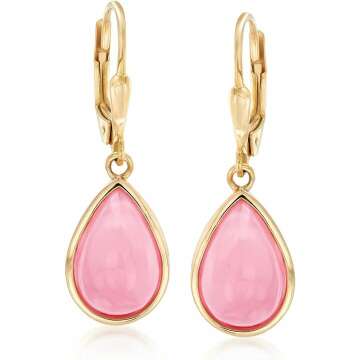 Pink Opal Teardrop Earrings in 18kt Gold Over Sterling