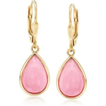 Pink Opal Teardrop Earrings in 18kt Gold Over Sterling