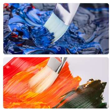 Amazon Basics Multi-shaped Polyester Paint Brushes for for Acrylic, Oil, Watercolor, Gouache, 24 Different Sizes, Wood Color