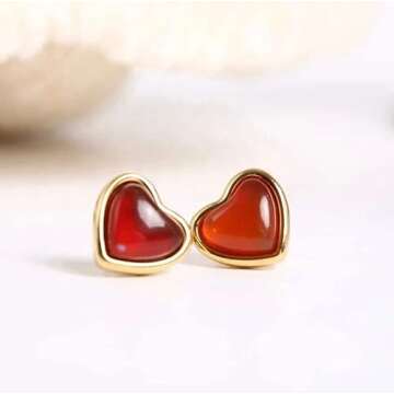 Carnelian Heart Earrings - Elegant Gift for Women
