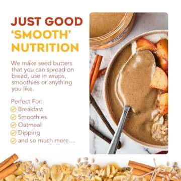 88 Acres Organic Sunflower Seed Butter | Vanilla Cinnamon | Keto-Friendly, Vegan, Gluten Free, Dairy Free, Nut-Free Non GMO Seed Butter Spread | 2 Pack, 14 oz