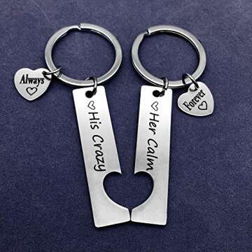 Couple Gifts for Boyfriend and Girlfriend，His Crazy Her Calm Couples Keychains Set for Him and Her Valentine's Day Birthday Gifts for Boyfriend Girlfriend,Matching Couples Key Chain His and Her Gifts