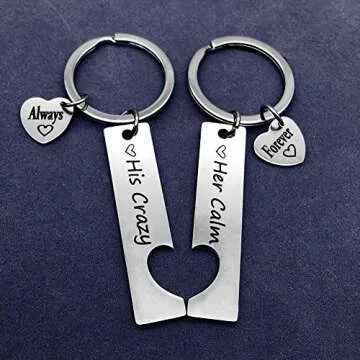 Couple Gifts for Boyfriend and Girlfriend，His Crazy Her Calm Couples Keychains Set for Him and Her Valentine's Day Birthday Gifts for Boyfriend Girlfriend,Matching Couples Key Chain His and Her Gifts