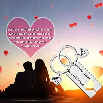 Couple Gifts for Boyfriend and Girlfriend，His Crazy Her Calm Couples Keychains Set for Him and Her Valentine's Day Birthday Gifts for Boyfriend Girlfriend,Matching Couples Key Chain His and Her Gifts