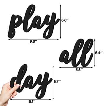 Xylolfsty Playroom Wall Decor, Play Room Daycare Wall Decoration Wood Play All Day Sign Inspirationa...