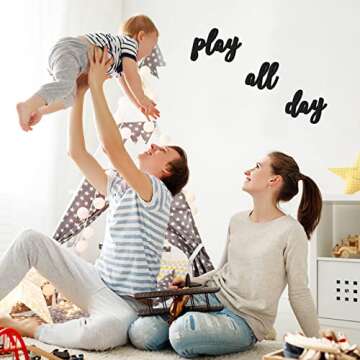 Xylolfsty Playroom Wall Decor, Play Room Daycare Wall Decoration Wood Play All Day Sign Inspirational Wall Art Decorations for Kids Boys Girls Playhouse Decor Toy Room Classroom