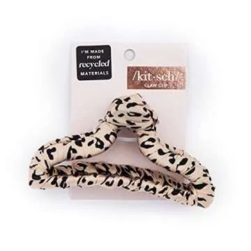 Kitsch Fabric-Wrapped Claw Clip - Medium Open Shape Hair Clip for Women, Girls, and Thick Medium Hair - Leopard Print (1pc) - Valentines Day Gifts