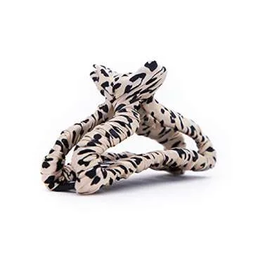 Kitsch Fabric-Wrapped Claw Clip - Medium Open Shape Hair Clip for Women, Girls, and Thick Medium Hair - Leopard Print (1pc) - Valentines Day Gifts