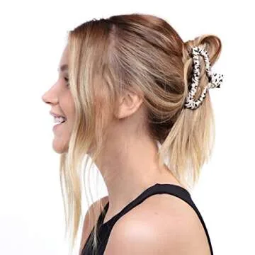 Kitsch Fabric-Wrapped Claw Clip - Medium Open Shape Hair Clip for Women, Girls, and Thick Medium Hair - Leopard Print (1pc) - Valentines Day Gifts