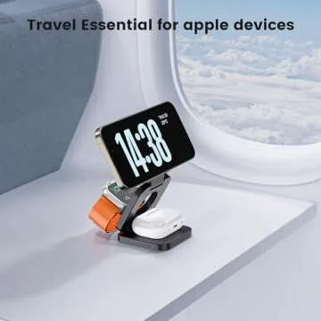 Alilong 3 in 1 Charging Station for Apple, Mag-Safe Portable Charger Dock, Foldable Travel Charger for Apple Multiple Devices, Wireless Charger for iPhone 16 15 14 13 12, for Apple Watch, for Airpods