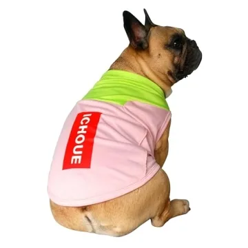 iChoue French Bulldog Summer Cooling Shirt for Dogs UV Sun Protection Vest Sleeveless Breathable Tank Top English Pug Pink Green - Medium