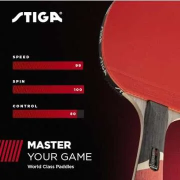 STIGA Pro Carbon Performance-Level Table Tennis Racket with Carbon Technology for Tournament Play - Red and Blue Colors