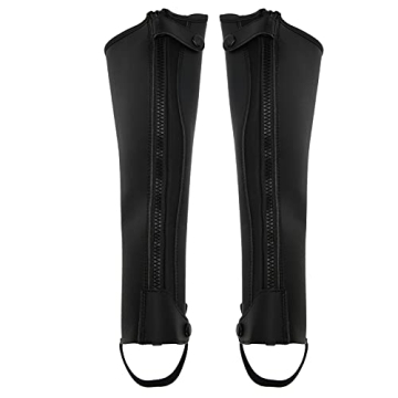 Horse Riding Half Chap - Equestrian Black PU Leather Gear for Adults