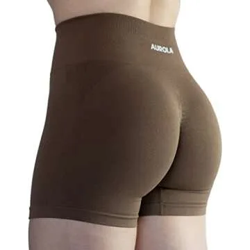AUROLA Intensify Short Women's Workout Shorts Seamless High Waist Running Sport Gym Fitness Yoga Stretch Athletic Shorts 3.6 Sepia
