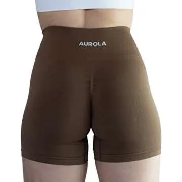 AUROLA Intensify Short Women's Workout Shorts Seamless High Waist Running Sport Gym Fitness Yoga Stretch Athletic Shorts 3.6 Sepia