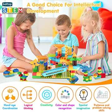 BATTOP Marble Run for Kids Ages 4-8, 167 PCS Classic Big Size Blocks Set, Crazy Marble Run Building ...
