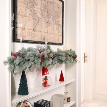 Durable 8.6Ft Christmas Garland with Red Berries and Pinecones