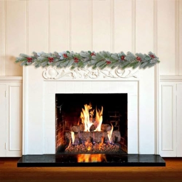 Durable 8.6Ft Christmas Garland with Red Berries and Pinecones