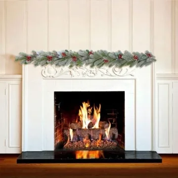 Durable 8.6Ft Christmas Garland with Red Berries and Pinecones