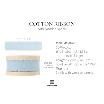 Vitalizart Baby Blue Cotton Ribbon for Eco-Friendly Crafting
