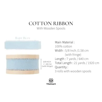 Vitalizart Baby Blue Cotton Ribbon for Eco-Friendly Crafting