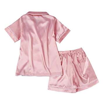 Weixinbuy Pajama Set for Kid Baby Boy Girl Button-up Silk Pajama Sleepwear Nightwear Loungewear Clot...