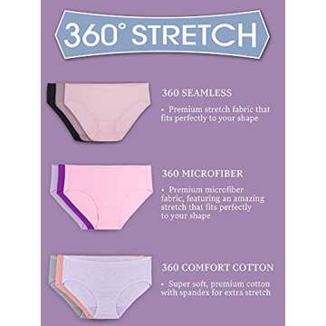 Fruit Of The Loom Womens No Show Seamless Underwear, Amazing Stretch & Panty Lines, Available In Plus Size Briefs, Nylon - Hi Cut Brief - 6 Pack - Colors May Vary, 6 US