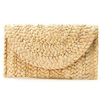 Obosoyo Women's Straw Clutch bags Handbag Straw Purse Envelope Bag Wallet Summer Beach Bag Woven Bag Purse Wallet