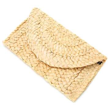 Obosoyo Women's Straw Clutch bags Handbag Straw Purse Envelope Bag Wallet Summer Beach Bag Woven Bag Purse Wallet