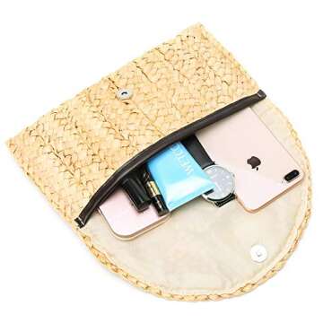 Obosoyo Women's Straw Clutch bags Handbag Straw Purse Envelope Bag Wallet Summer Beach Bag Woven Bag Purse Wallet