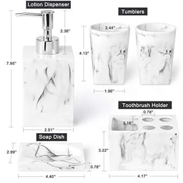 Haturi 5 Pcs Marble Bathroom Accessories Set for All