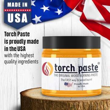 Torch Paste - The Original Wood Burning Paste | Made in USA | Heat Activated Non-Toxic Paste for Crafting & Stencil Wood Burning | Accurately & Easily Burn Designs on Wood, Canvas, Denim & More | 3 OZ