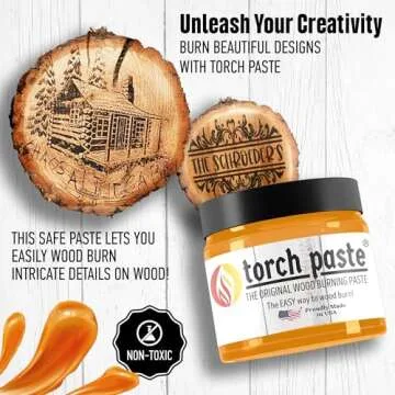 Torch Paste - The Original Wood Burning Paste | Made in USA | Heat Activated Non-Toxic Paste for Crafting & Stencil Wood Burning | Accurately & Easily Burn Designs on Wood, Canvas, Denim & More | 3 OZ